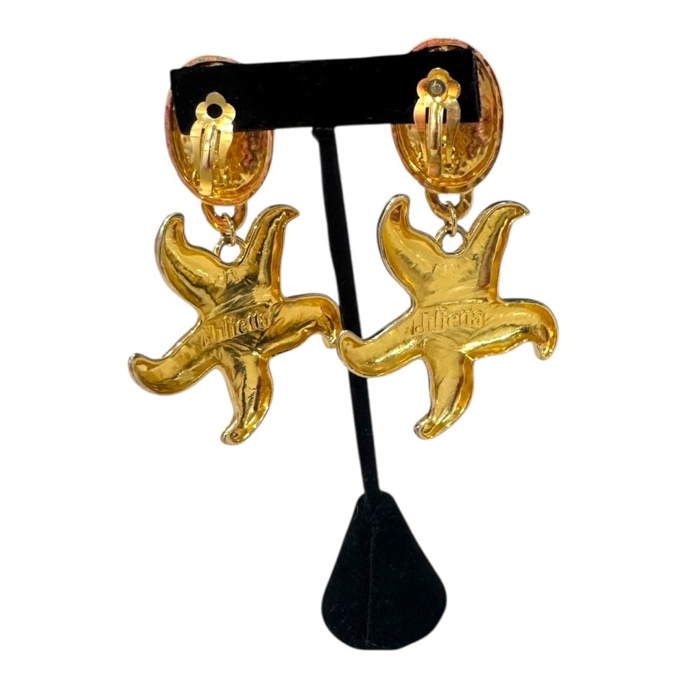 Julietta Mermaid Dreams Gold-Plated & Resin Drop Clip On Starfish Earrings - Picture 3 of 4